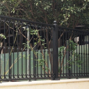 14 gauge steel hand forged wrought iron fence installed in Guyana Top Villas