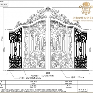 20 gauge luxury hand forged wrought iron gates installed in China Top Villas