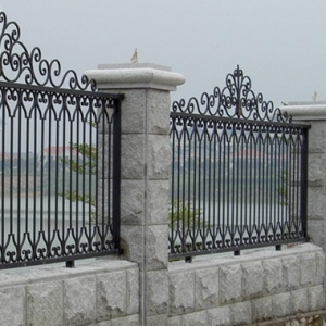 20 gauge steel hand forged wrought iron fence installed in Shanghai Top Villas