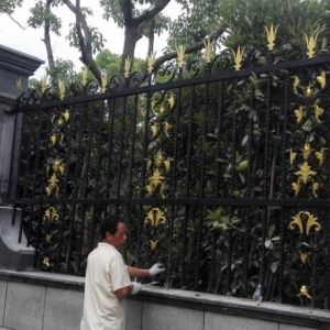 25 gauge steel hand forged wrought iron fence installed in Shanghai Top Villas