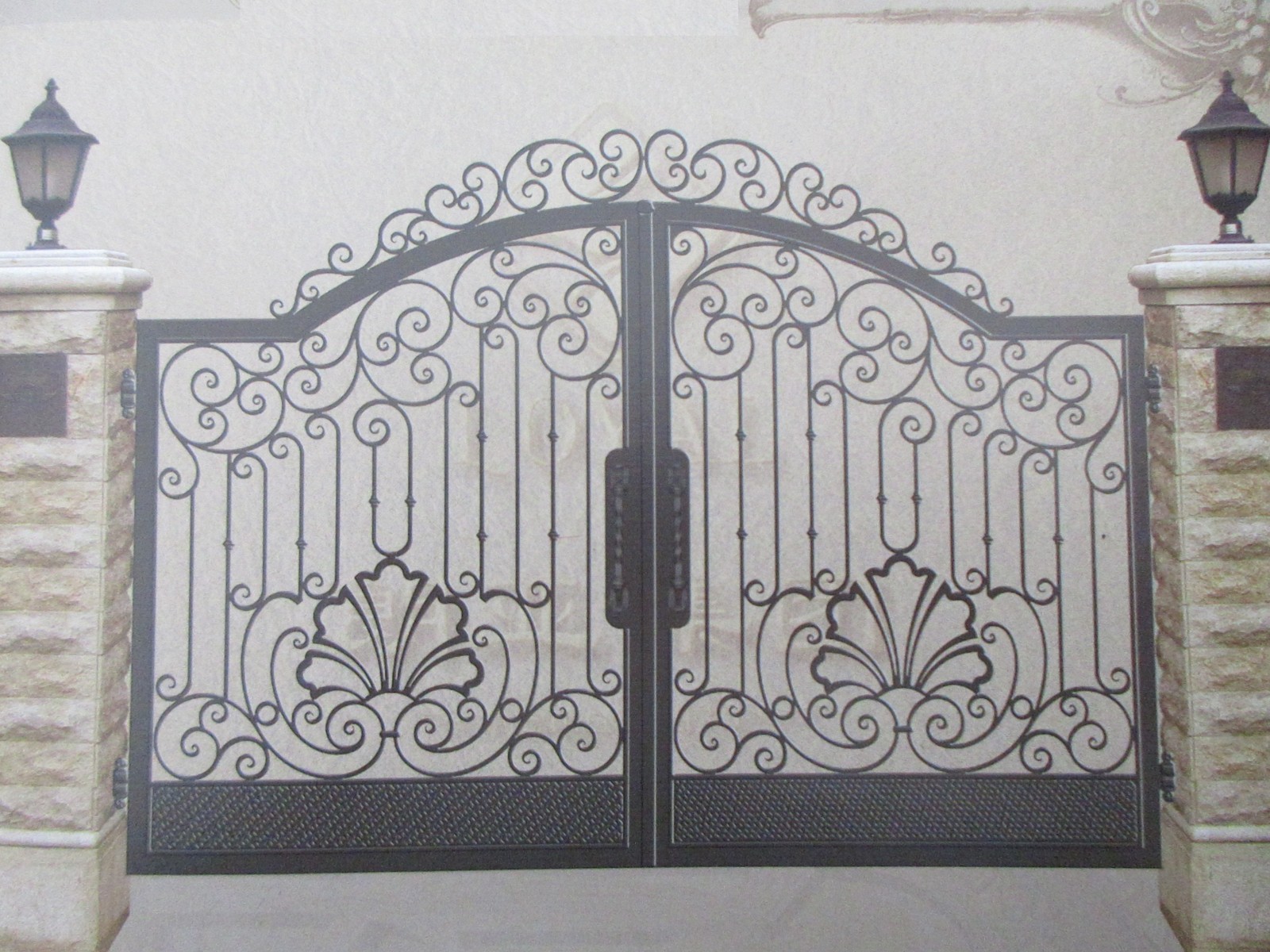 Wrought iron gates manufacturers China garden metal steel driveway swing sliding gate sppliers Hc-g23