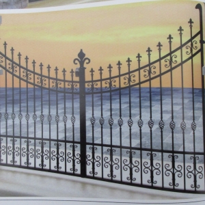Wrought iron gates manufacturers China garden metal steel driveway swing sliding gate sppliers Hc-g22
