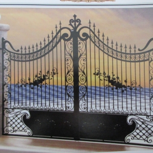 Wrought iron gates manufacturers China fancy driveway gate Hc-g4