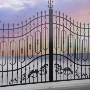 Wrought iron gates manufacturers China fancy driveway gate Hc-g5