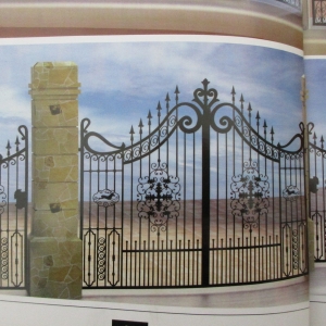 Wrought iron gates manufacturers China fancy driveway gate Hc-g9