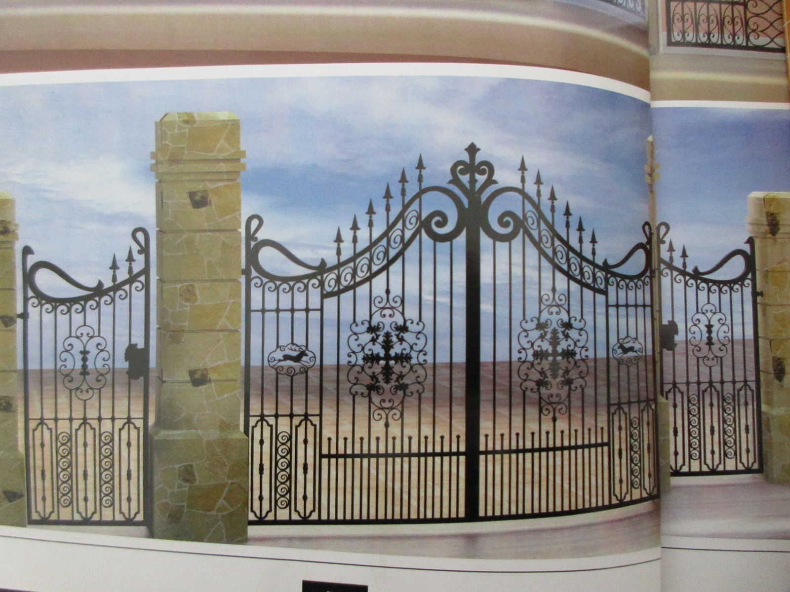 Wrought iron gate manufacturers China garden metal steel driveway swing sliding gates sppliers Hc-g23
