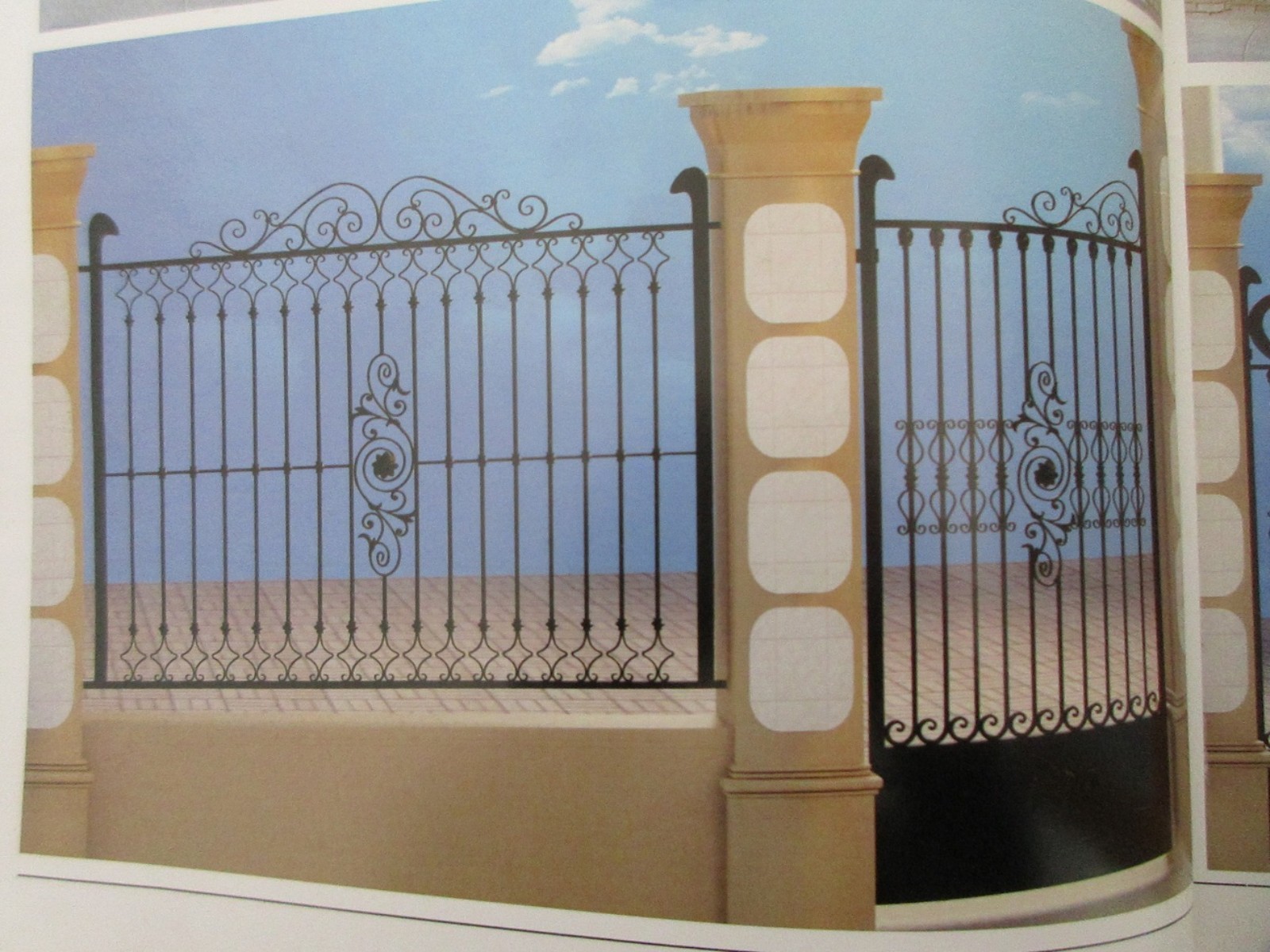 Wrought iron gate manufacturers China garden metal steel driveway swing sliding gates sppliers Hc-g27