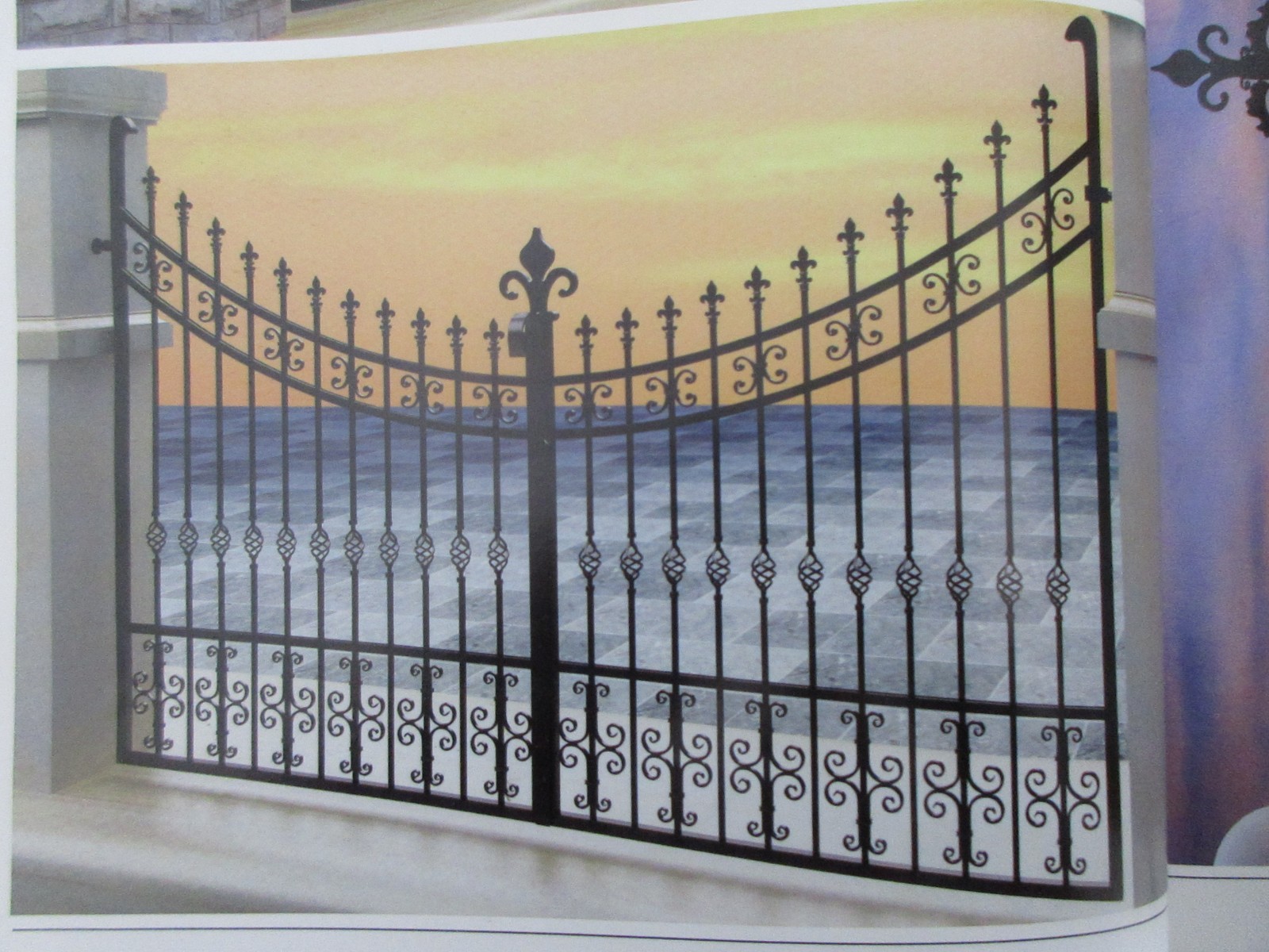 Wrought iron gate manufacturers China garden metal steel driveway swing sliding gates sppliers Hc-g32