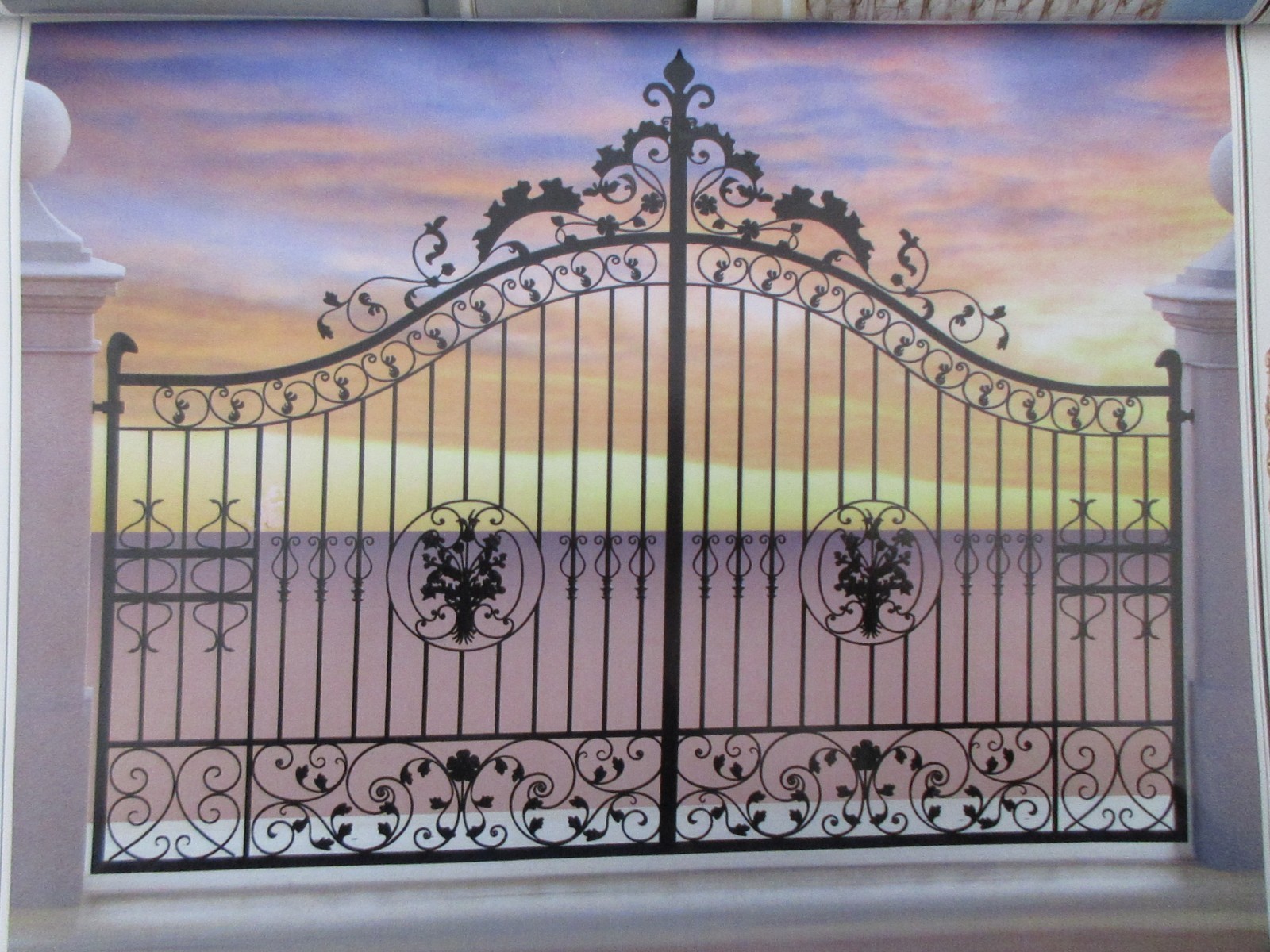Wrought iron gate manufacturers China garden metal steel driveway swing sliding gates sppliers Hc-g33