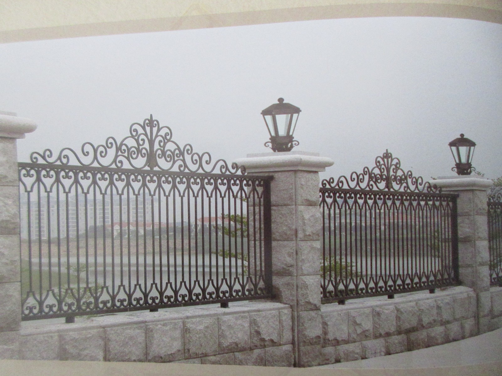 Wrought iron fence gates manufacturers China garden metal steel fencing driveway gate sppliers Hc-f4