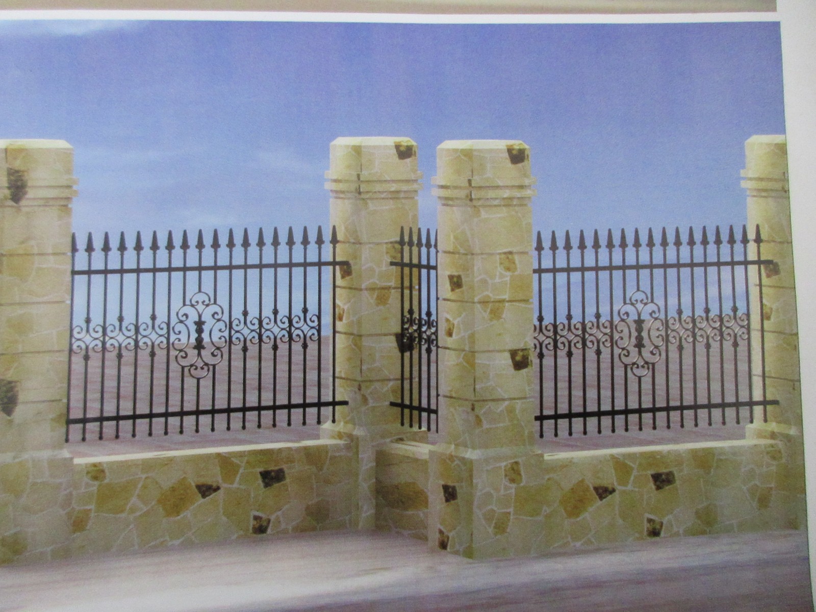 Wrought iron fence gates manufacturers China garden metal steel fencing driveway gate sppliers Hc-f9