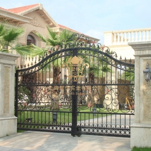 Wrought Iron Gate Manufacturers China Garden Metal Steel Driveway Swing Sliding Gates Fence Suppliers HC-Eg38