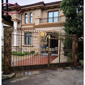 Wrought Iron Gate Manufacturers China Garden Metal Steel Driveway Swing Sliding Gates Fence Suppliers HC-Eg27