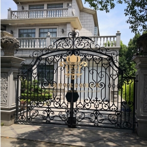  Wrought Iron Gate Manufacturers China Garden Metal Steel Driveway Swing Sliding Gates Fence Suppliers HC-Eg33