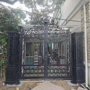Fancy design wrought iron gates installed in Shanghai China2