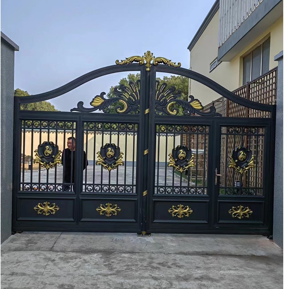 Driveway Wrought Iron Gates Manufacturers China Garden Metal Steel Aluminum Gates Door Railings Balustrades Fences Suppliers HC-Eg33