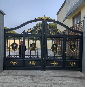 Driveway Wrought Iron Gates Manufacturers China Garden Metal Steel Aluminum Gates Door Railings Balustrades Fences Suppliers HC-Eg33