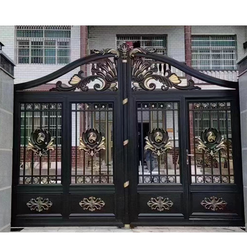 Driveway Wrought Iron Gates Manufacturers China Garden Metal Steel Aluminum Gates Door Railings Balustrades Fences Suppliers HC-Eg32