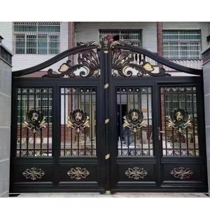 Driveway Wrought Iron Gates Manufacturers China Garden Metal Steel Aluminum Gates Door Railings Balustrades Fences Suppliers HC-Eg32  